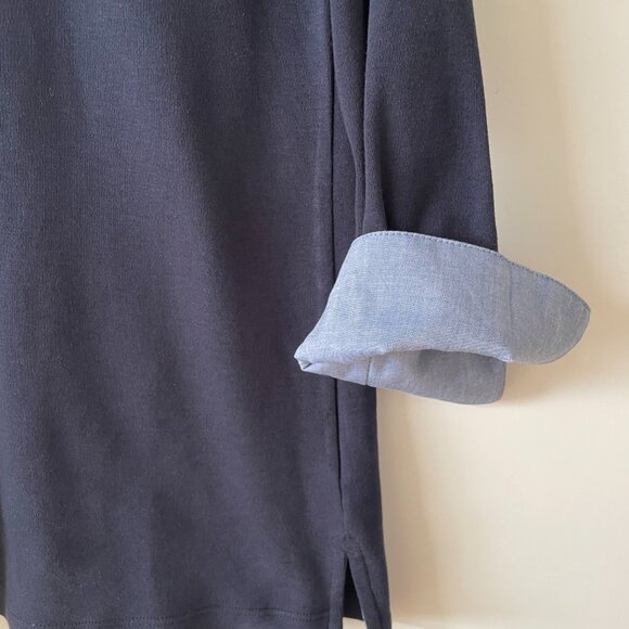 Nautica ‎ Navy Top with Chambray cuffed Sleeves, 3/4 Length, Size M,72790K, NWT - Picture 3 of 10